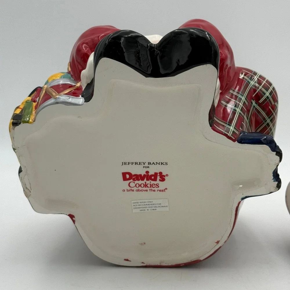 Jeffrey Banks for David's Cookies Santa in Plaid Chair Ceramic Cookie Jar